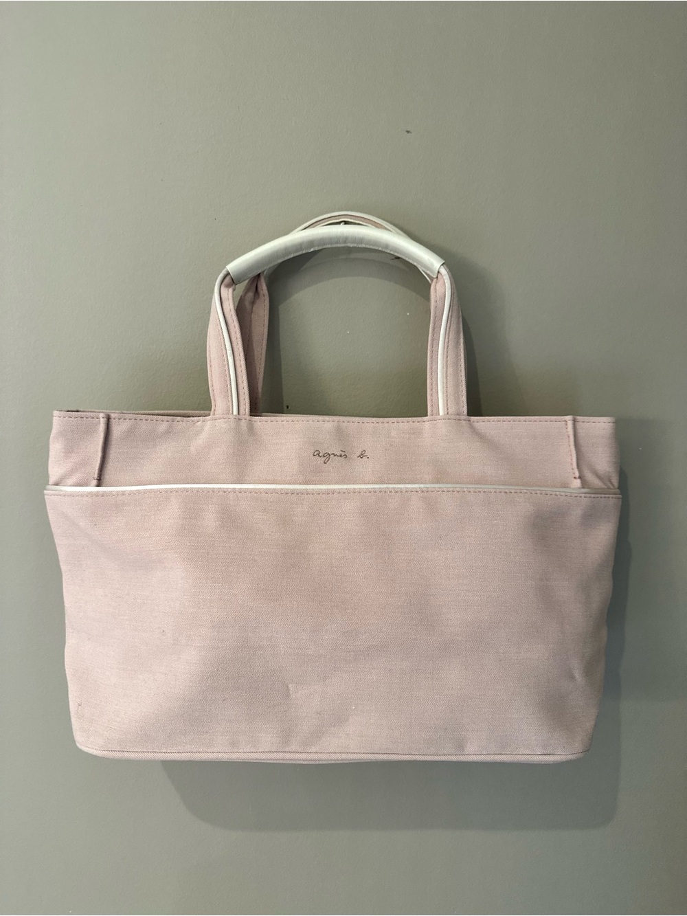 Agnes B. Japan Canvas Tote Bag - Blush Pink Magnetic Snap